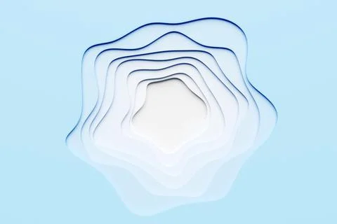 Abstract dynamic shape with blue smooth lines, sides, like a flower on a blac Stock Illustration