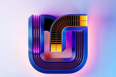Abstract dynamic shape with ilghting smooth edges, sides. 3D illustration and 스톡 일러스트