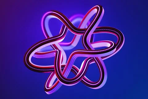 Abstract dynamic shape with ilghting smooth edges, sides. 3D illustration and 스톡 일러스트