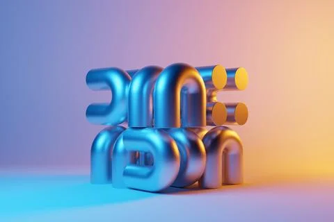 Abstract dynamic shape with ilghting smooth edges, sides. 3D illustration and 스톡 사진