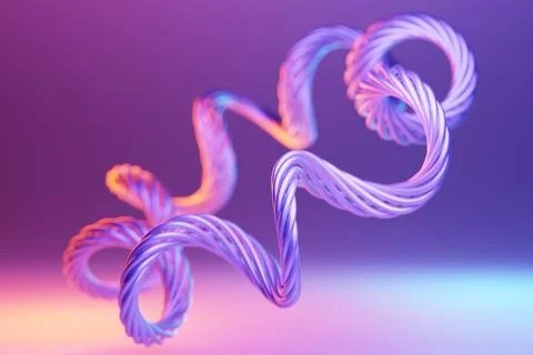 Abstract dynamic shape with ilghting smooth edges, sides. 3D illustration and 스톡 사진