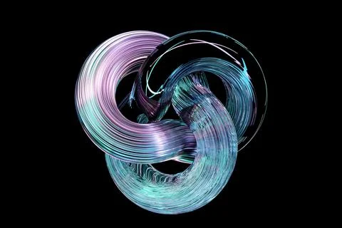 Abstract dynamic shape with ilghting smooth edges, sides. 3D illustration and 스톡 사진