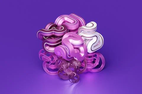 Abstract dynamic shape with multi-colored sides, sides. 3D illustration and r Stock Illustration