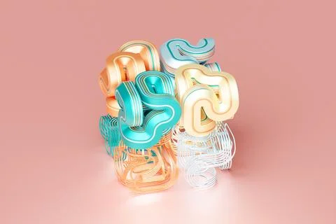 Abstract dynamic shape with multi-colored sides, sides. 3D illustration and r Stock Illustration