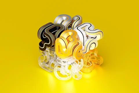 Abstract dynamic shape with multi-colored sides, sides. 3D illustration and r Fotos de archivo