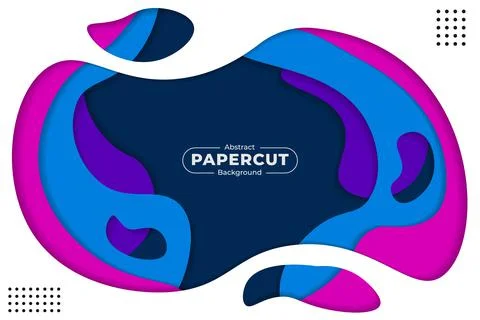 Abstract Dynamic Shape Overlapped Paper cut Effect Colorful Background with S Stock Illustration