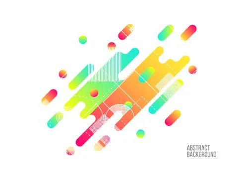 Abstract dynamic shapes isolated on white. Bright color template Stock-Illustration