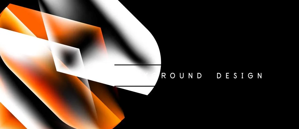 Abstract dynamic shapes, orange, white, black. Modern design element, gradien Stock Illustration