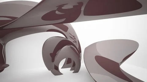 Abstract dynamic smooth brown and white interior.  Vídeo Stock 85335870