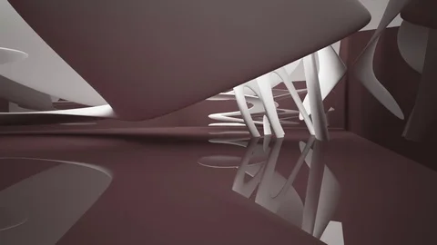 Abstract dynamic smooth brown and white interior.  Video stock 85340208