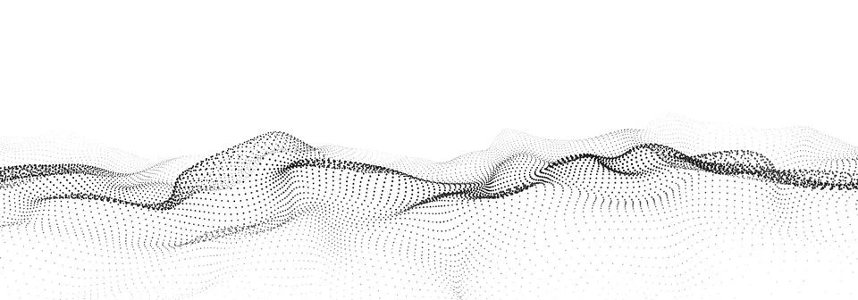 Abstract dynamic smooth wave. Sound wave concept. Futuristic particle flow .. Stock Illustration