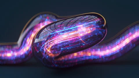 Abstract dynamic stream of lines and dots seamless loop 3D render animation Stockbeeldmateriaal 157085936