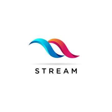 Abstract Dynamic Stream Logo Sign Symbol Icon Stock Illustration