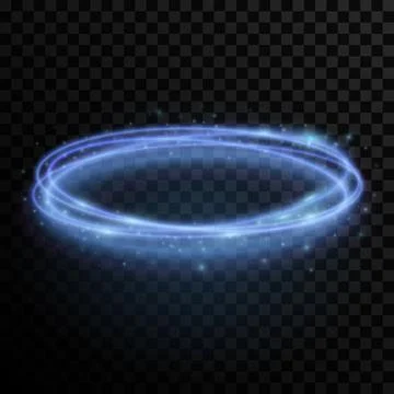 Abstract dynamic swirling blue light effect on a dark transparent background. Stock Illustration
