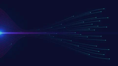 Abstract dynamic wave arrows lines isolated on dark blue background Illustrazione stock