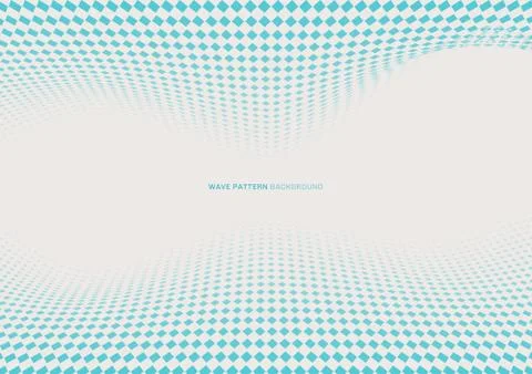 Abstract dynamic wave blue square halftone on white background with space for Stock Illustration