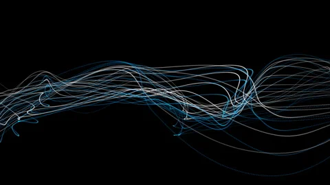 Abstract dynamic wave of connected dots, Big data digital technologies Stock Footage 340605215