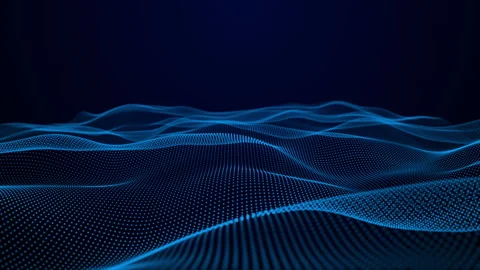 Abstract dynamic wave of connected dots, Big data digital technologies Stock Footage 343721109