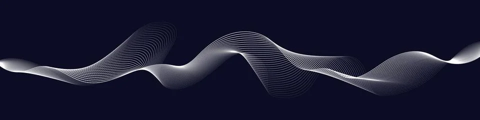 Abstract dynamic wave pattern, white gradient lines with modern tech design, Stock Illustration