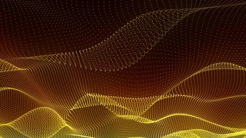 Abstract dynamic wave of points and lines. Hexagon . 3d rendering. Stock Illustration