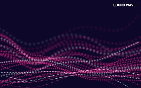 Abstract dynamic waves and particles. Waves With Particles on Dark Background Stock Illustration