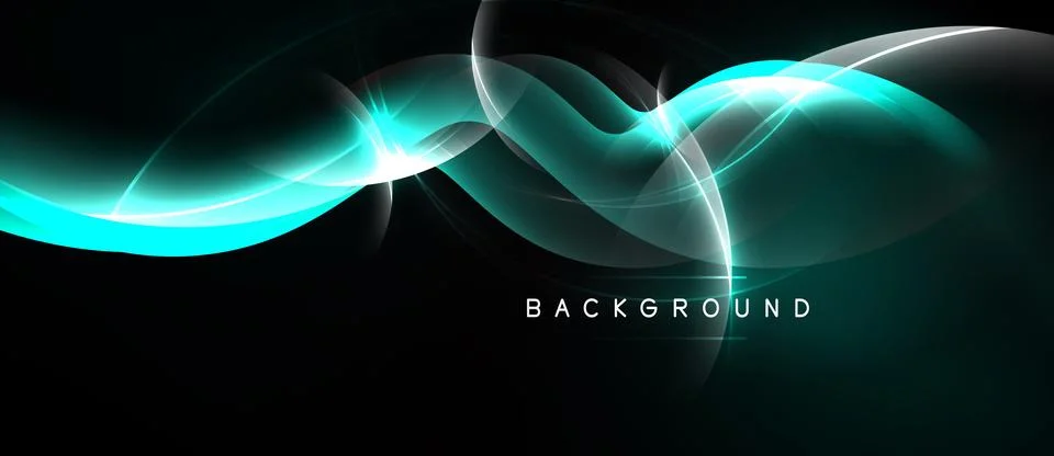 Abstract dynamic waves, glowing lines, dark background. Modern design element Stockillustratie