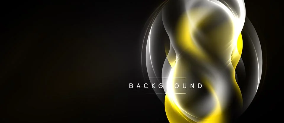 Abstract dynamic waves, gold highlights, dark backdrop. Modern design element Stock Illustration