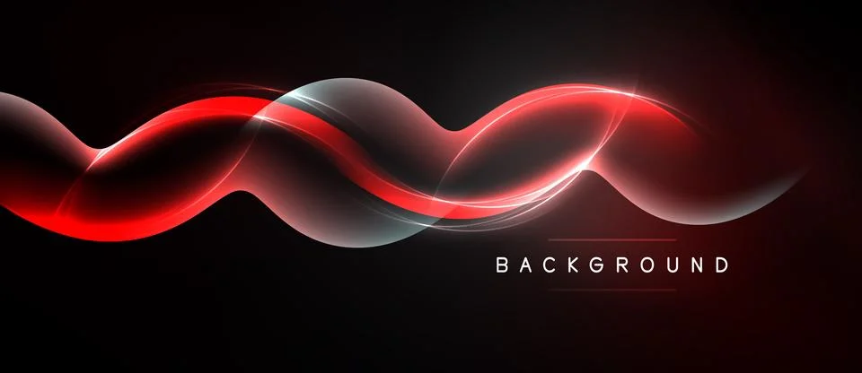 Abstract dynamic waves, red glow, dark background. Modern design element, s.. Stock Illustration