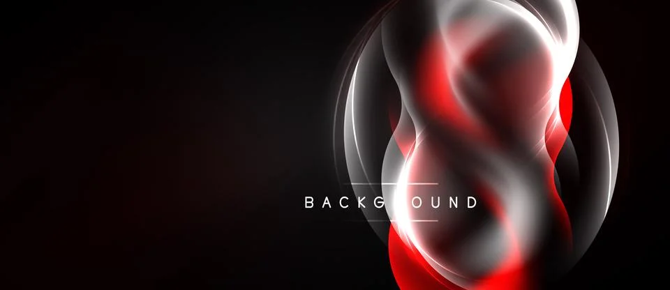 Abstract dynamic waves, red highlights, dark background. Modern design elemen Stock Illustration