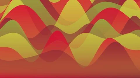Abstract Dynamic Wavy Background with Layered Colorful Curves in Red Orange.. Stock Illustration