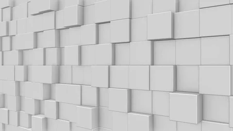 Abstract dynamic white cube blocks wall with random motion Stock Footage 80986154