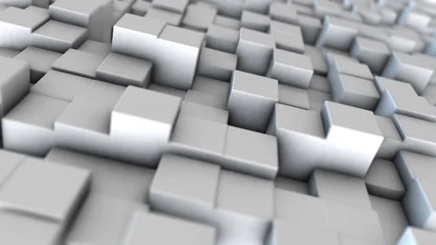 Abstract dynamic white cube blocks field with random motion Video stock 80987097