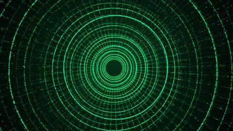 Abstract dynamic wireframe tunnel on green background. Futuristic 3D portal.. Stock Illustration