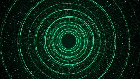 Abstract dynamic wireframe tunnel on green background. Futuristic 3D portal.. Stock Illustration