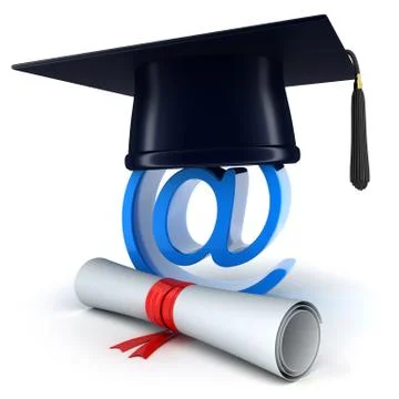 Abstract e-education on white background (done in 3d) Ilustración de archivo