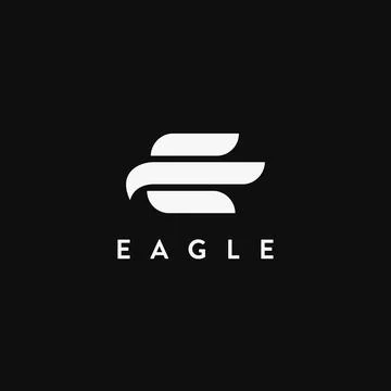 Abstract E letter for eagle logo icon vector template on black background Stock Illustration
