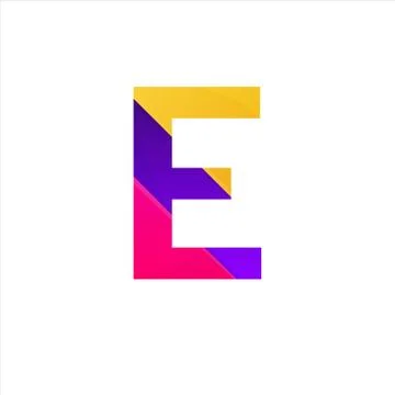 Abstract E letter icon funny flat sign vector logo design Stock Illustration