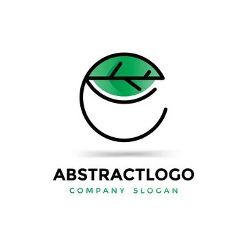 Abstract e letter logo symbol design with green leaf template Vector. Stock Illustration
