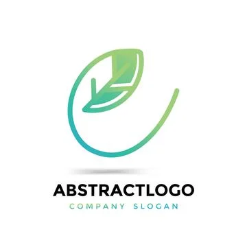 Abstract E letter Premium logo icon Design with eco green leaf Vector Stock Illustration