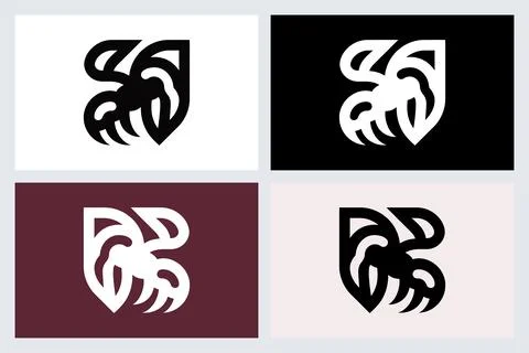 Abstract Eagle Head Logo Design Set Stock Illustration