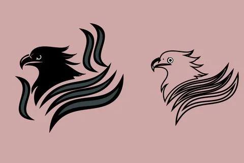 Abstract eagle or phoenix bird icon with stylized wings, modern logo design Illustration
