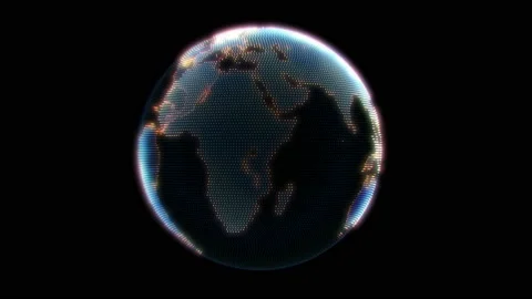 Abstract earth globe. Neon dots. Motion background 4k Stock Footage 112233480