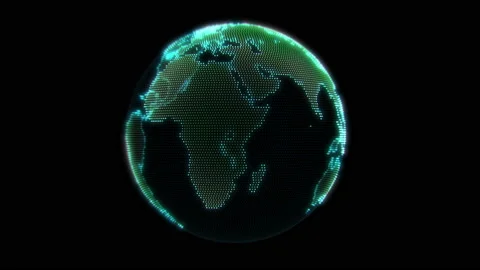 Abstract earth globe. Neon dots. Motion background 4k Video stock 112233744