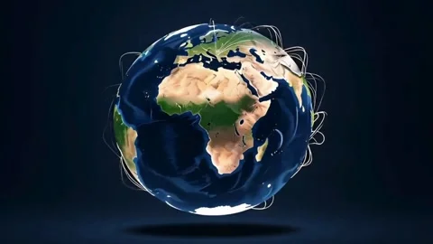 Abstract Earth Globe Network Connections with Digital Communication and Glo.. Stock Footage 321948489