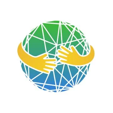 Abstract earth in hands. Circle hug vector illustration Stock Illustration
