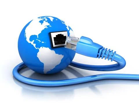 Abstract earth internet and cable connect. 3d illustration Stock Illustration