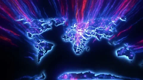 Abstract Earth Map v2 Representation of Data transfer in earth 4k Stock Footage 145465789