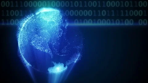 Abstract earth planet with binary code background loop animation 動画素材 75989072