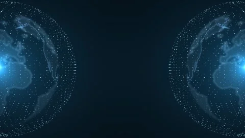 Abstract earth rotation, big data, digital clouds. Global network connection Stock Footage 289216336