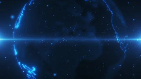 Abstract earth rotation, big data, digital clouds. Global network connection Stock Footage 307501914